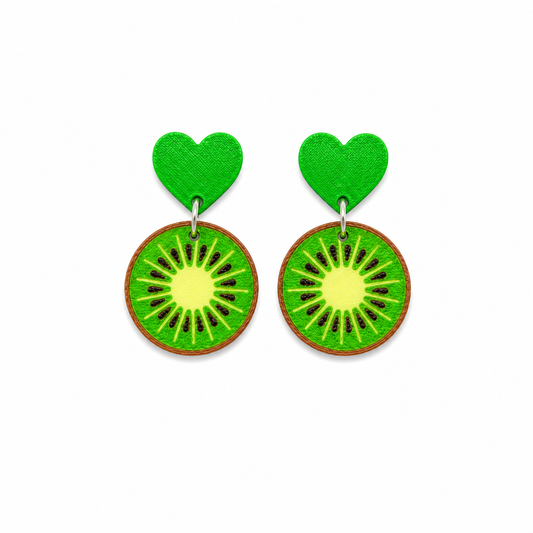 Pendientes corazón de kiwi
