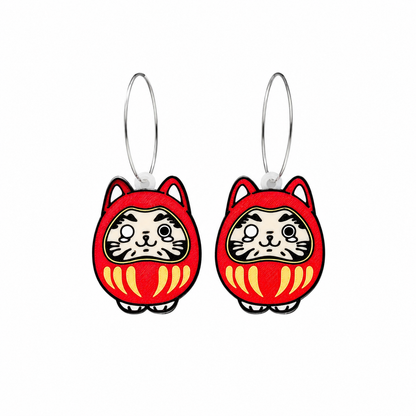 Kawaii Daruma Katzenohrringe