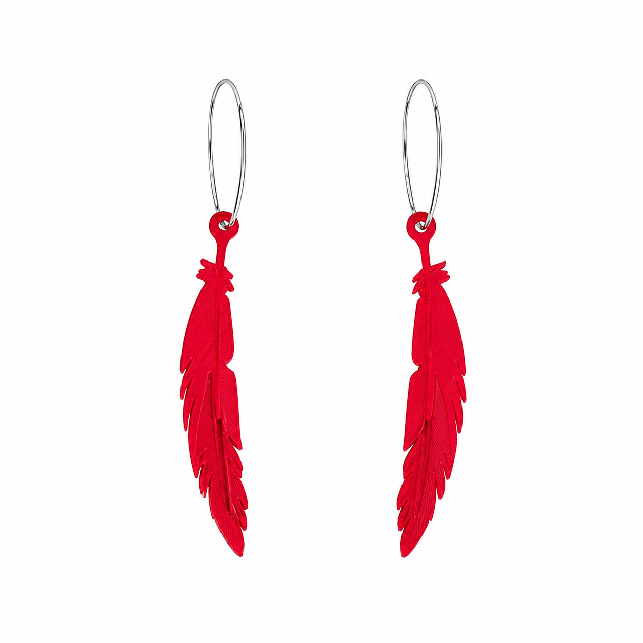 Red Feather Hero Earrings