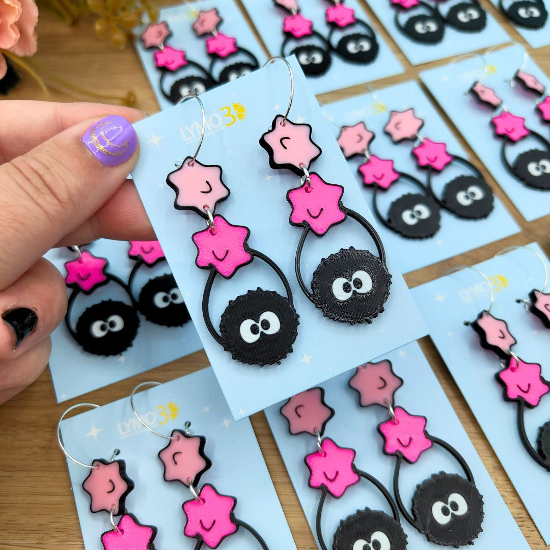 Soot earrings, two little candies, Pink Lovers