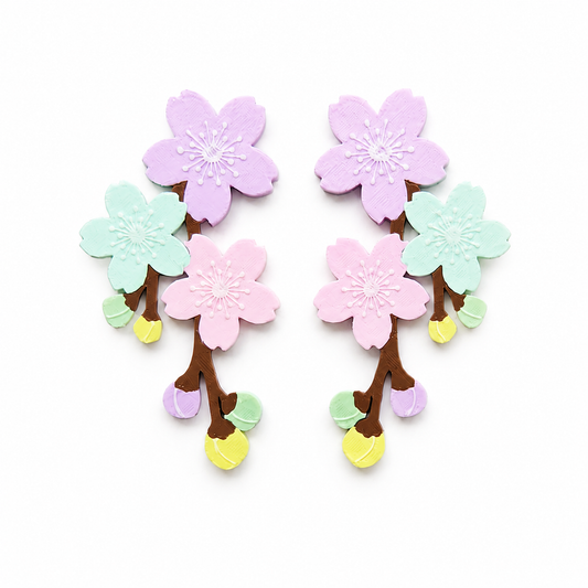 Pendientes pastel rama de cerezo