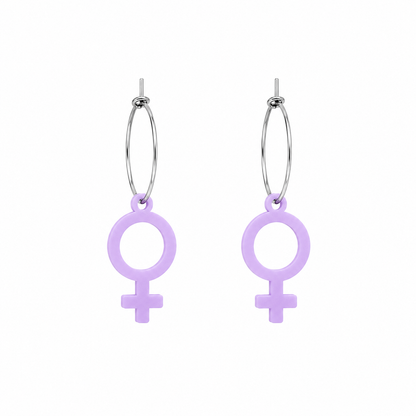 Pendientes símbolo mujer personalizables