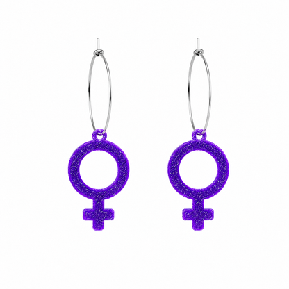 Pendientes símbolo mujer personalizables