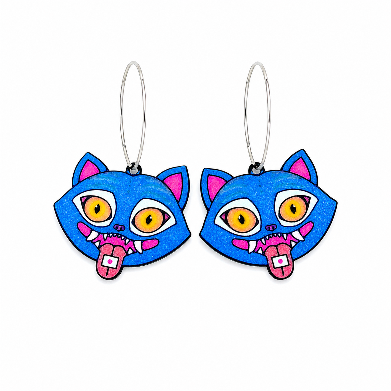 Adorable blue tiger earrings