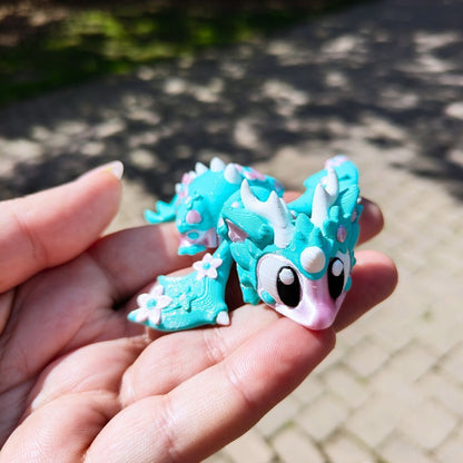 Charming turquoise sakura dragon