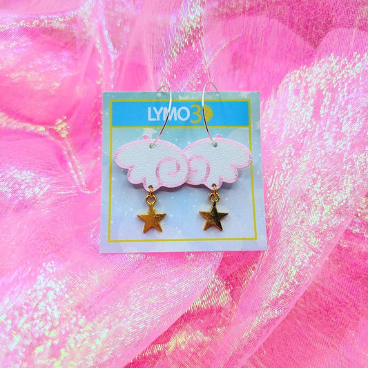 Par de pendientes alas mágicas con estrella