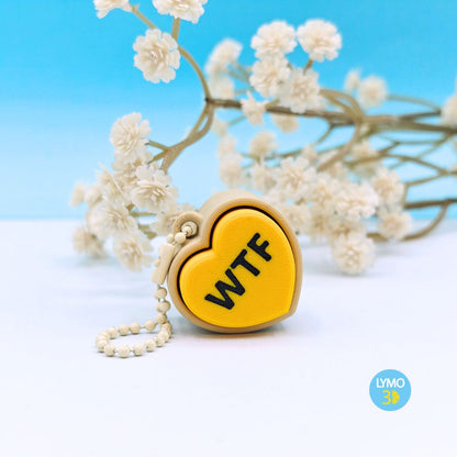 Llavero clicker corazón con texto