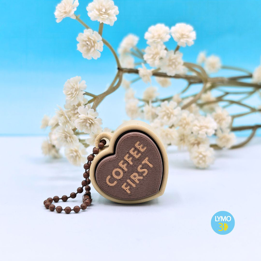 Llavero clicker corazón con texto