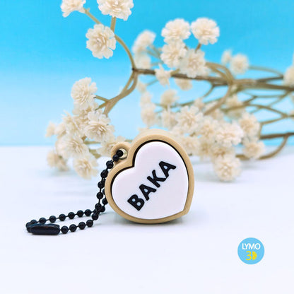 Llavero clicker corazón con texto