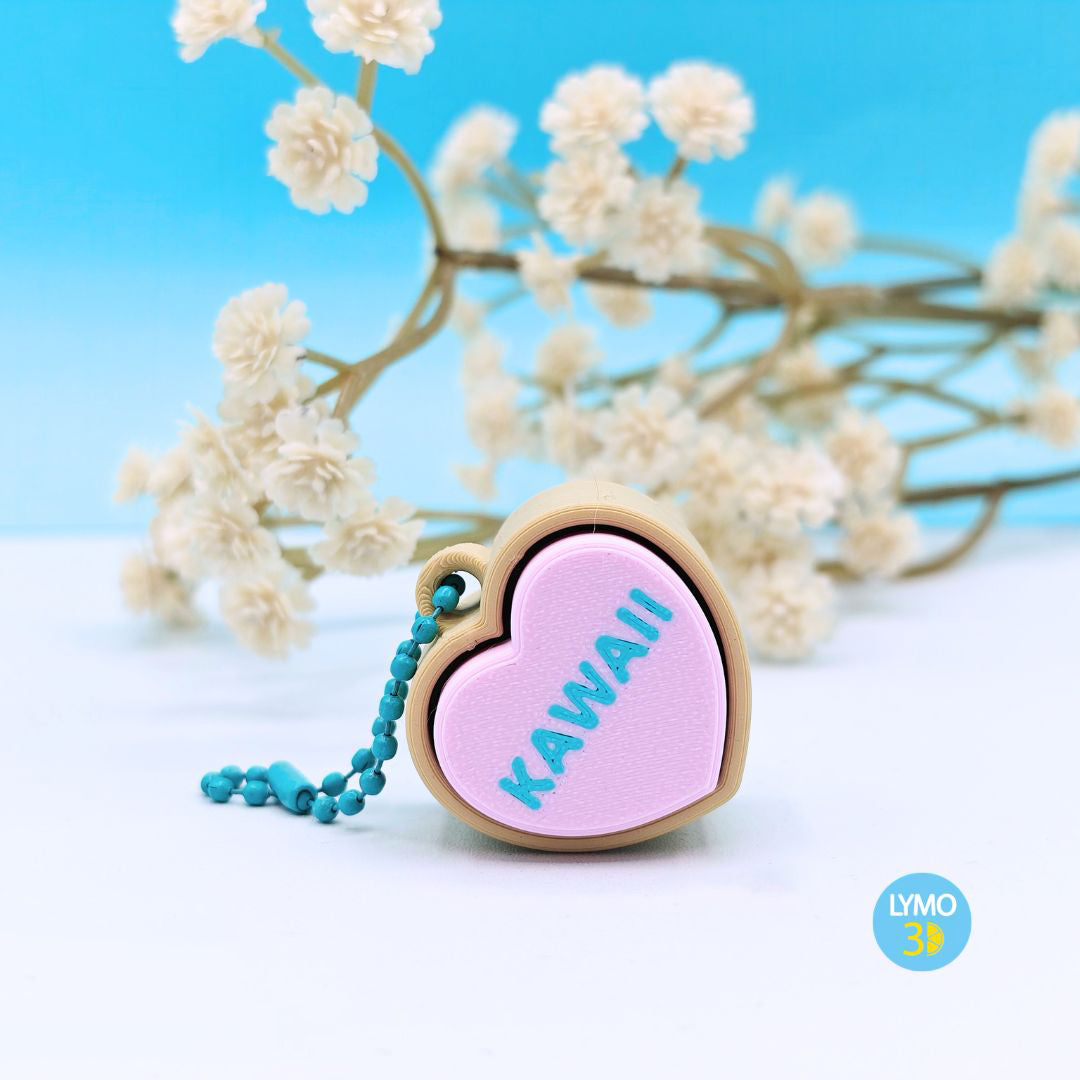 Llavero clicker corazón con texto