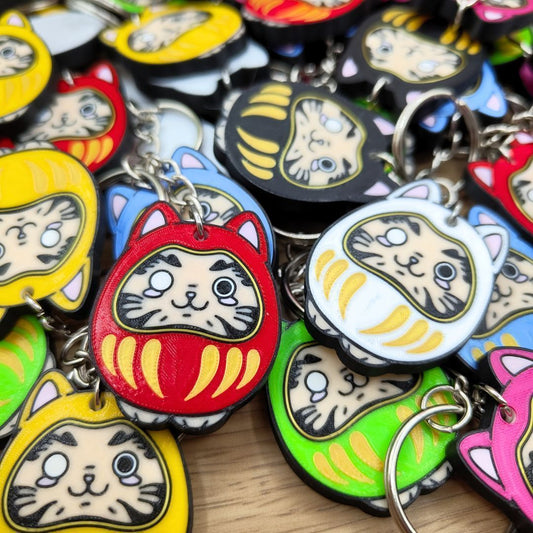 Llaveros Daruma Gato Kawaii