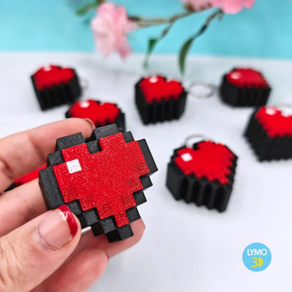 pixel heart clicker keychain