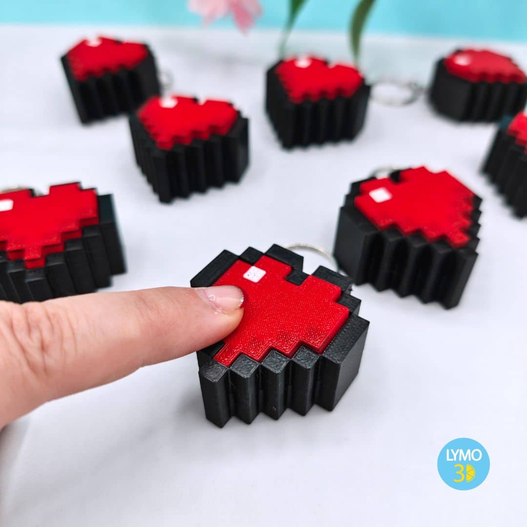 pixel heart clicker keychain