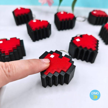 pixel heart clicker keychain