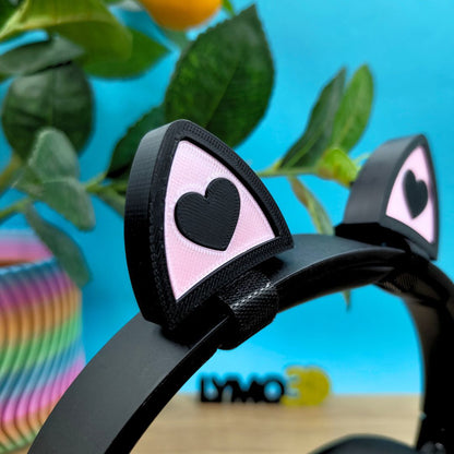 Orejas de gato love negro para auriculares