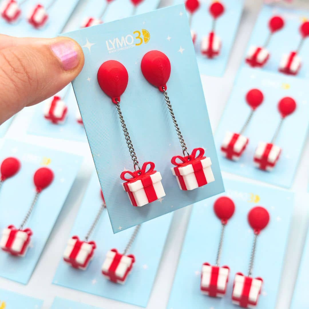 pendientes globo con regalo