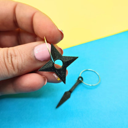 Kunai- und Shuriken-Ohrringe