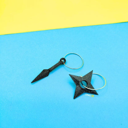Kunai- und Shuriken-Ohrringe