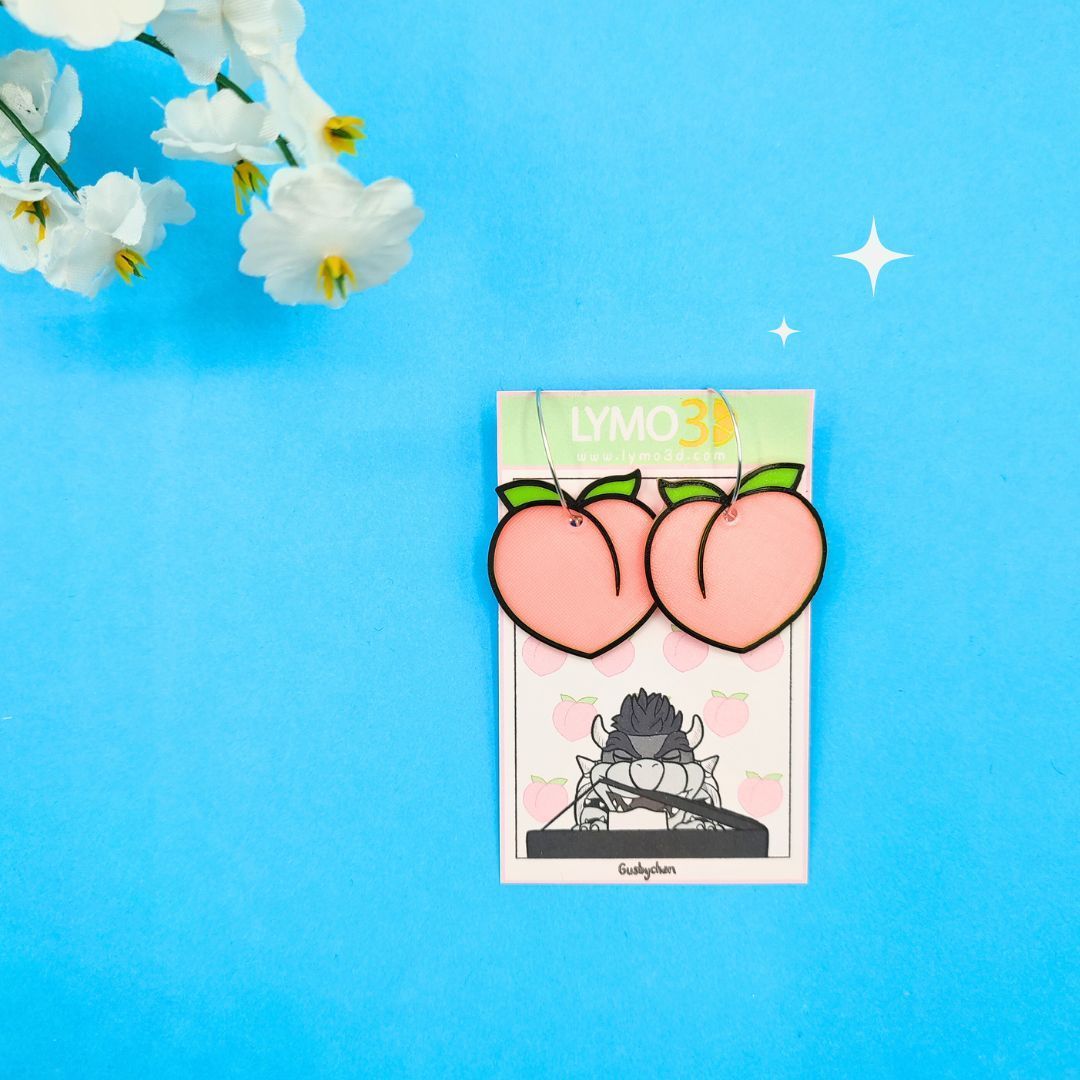 Pendientes Peaches, Peaches, Peaches pendientes peach bowser x lymo3d (1)